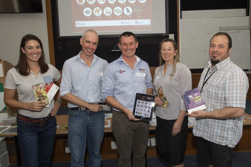 AWI’s Meja Aldrich at a Wild Dog Scan demonstration and workshop run by DPIRD WA, with Malcolm Kennedy (DPIRD), FeralScan developer Peter West from NSW DPI, Danielle Wiseman (formerly DBCA) and Peter Adams (DPIRD)